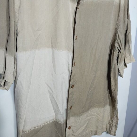 Claiborne Men's Shirt M Button Up 100% Silk Colorblock Luxurious Charlie Harper - Picture 2 of 9